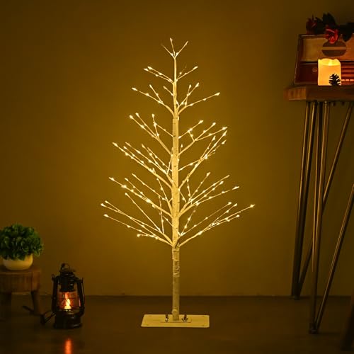 3FT Birch Tree with 219 Warm White LED Lights Waterproof Indoor Outdoor Christmas Decor - Variation of 3ft/219LED