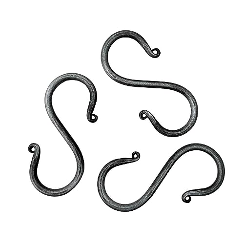 Heavy Duty Wrought Iron S Hooks - Set of 3 for Hanging Plants & Utensils