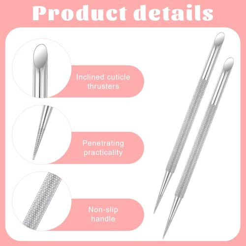 Stainless Steel Cuticle Pusher Pen 2-Pack Double Ended Manicure Tool