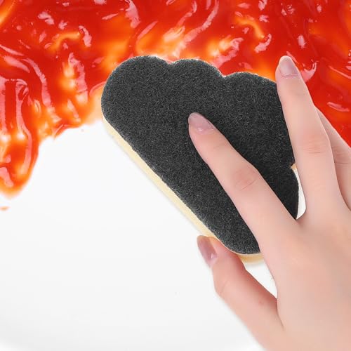 4 Pack Cloud Shape Scrub Sponges - Dual-Sided Kitchen Cleaning