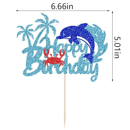 Ocean Under The Sea Birthday Cake Topper - Dolphin & Crab Design