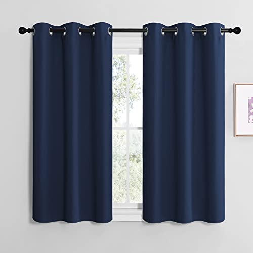 NICETOWN Navy Blackout Curtains - 42"W x 50"L Thermal Insulated Grommet Set