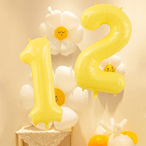 40 Inch Yellow Number 4 Daisy Foil Balloon Set for Birthday