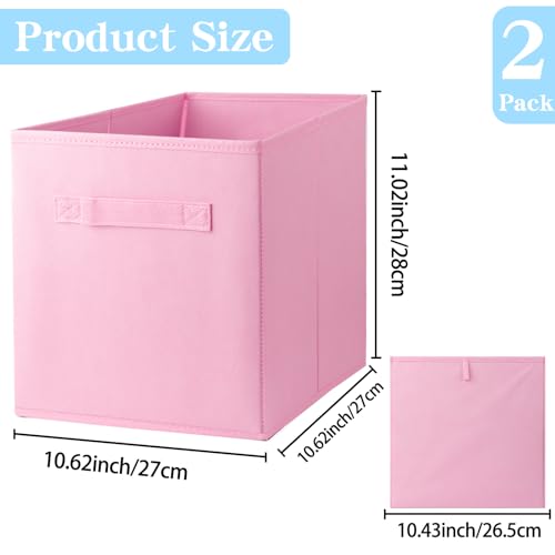Gwaxise 10.5" Collapsible Storage Cubes - Pink Fabric Bins (2-Pack)