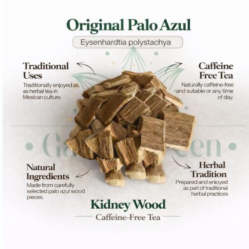 Gabio Green Palo Azul Tea Sticks 2.1oz - Traditional Mexican Herbal Infusion, Light-Blocking Resealable Pouch