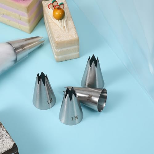 1M Piping Tips & Bags Set - 5 Stainless Steel Tips + 20 Bags