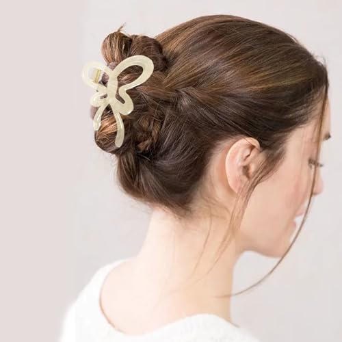 LERAO 4-Pack Large Bow Jelly Hair Claw Clips for Thick Hair