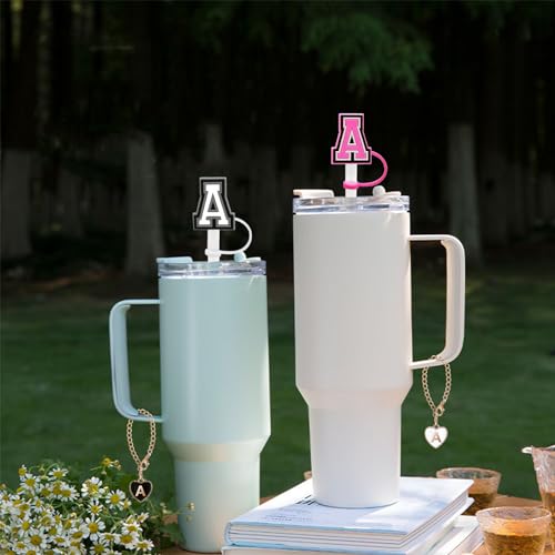 Personalized Letter A Straw Cover & Charm for Stanley Tumblers