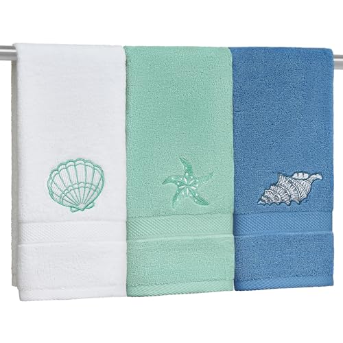 Dark Blue 3-Pack Cotton Hand Towels - Soft & Absorbent 13x29