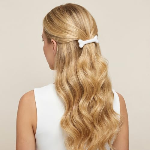 White Bone Hair Clips 6-Piece Set Dog Bone Barrettes for Women and Girls