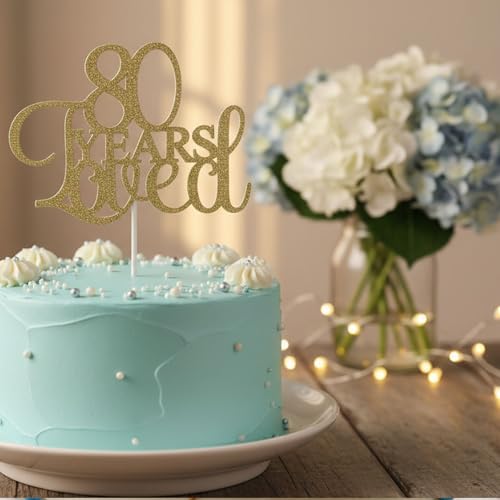 80th Birthday Cake Topper - Pink Glitter Celebration Decor