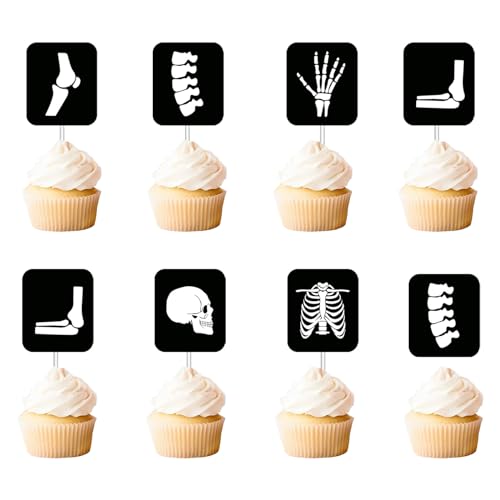 24Pcs Radiology Cupcake Toppers Double Sided X-Ray Tech Graduation Decor
