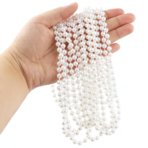 LUSTRIB 16ft Faux Pearl Garland String - 6mm Decorative Beads for Events