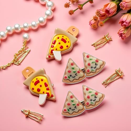 Funny Food Hair Clips 2Pcs Smiley Pizza Duckbill Hairpins