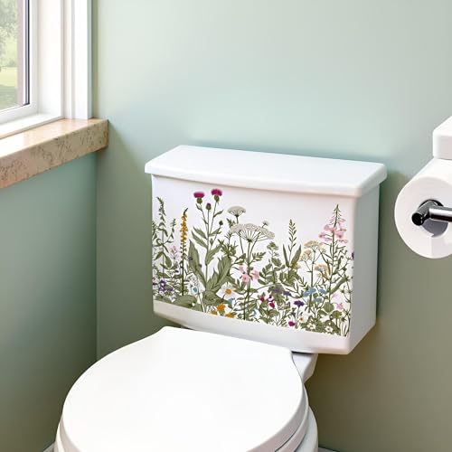 2Pcs Green Leaf Floral Toilet Seat Stickers - Waterproof & Removable