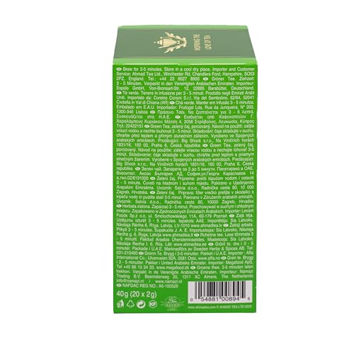 Ahmad Tea Green Tea Pure, 20 Count Tagged Tea Bags (1.4oz)