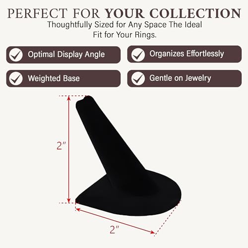 Pack of 2 Black Velvet Ring Display Stands - Jewelry Organizer for Weddings & Retail