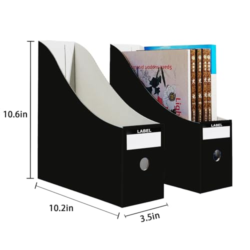 Limitliho 2-Pack Black Cardboard Magazine Holder for Desk Organization