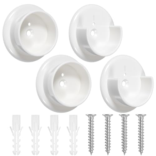 4-Pack Plastic Closet Rod Holders for 1-3/8" Rods - Durable Support Bracket Set