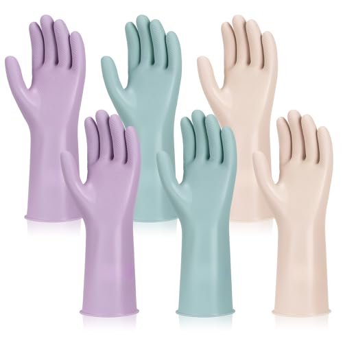 LoveBB Reusable Rubber Cleaning Gloves - Non-Slip Dishwashing Set, 6 Pairs