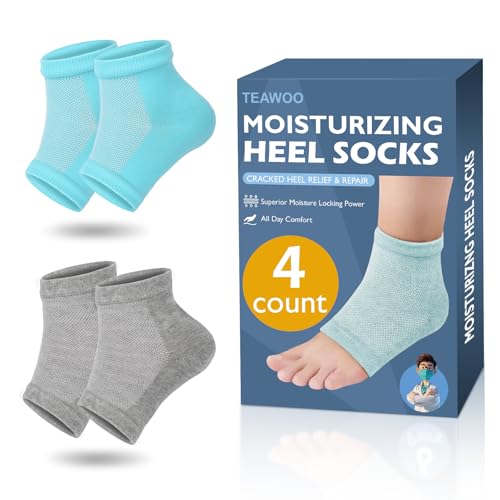 TEAWOO Moisturizing Gel Heel Socks for Cracked Foot Treatment (2 Pairs)