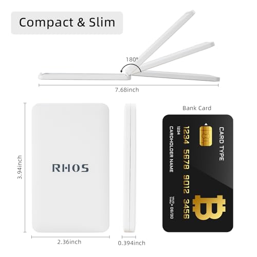 RHOS Folding Pocket Makeup Mirror with Comb, Portable White Travel Mirror