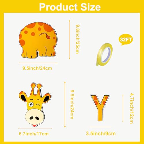 Giraffe Happy Birthday Banner - Jungle Safari Themed Party Bunting