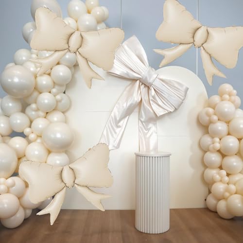 5pcs Ivory Bow Foil Balloons for Boho Party Decorations