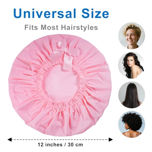 CHFONG Reusable Waterproof Shower Caps for Women, 4-Pack Large Bath Caps