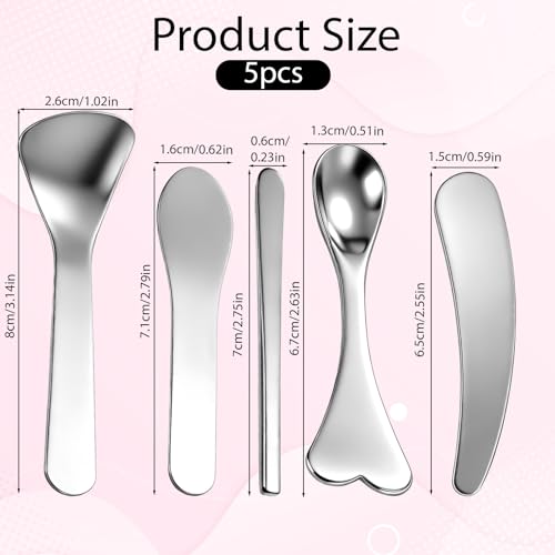 5 Pcs Stainless Steel Cosmetic Spatula Mini Makeup Scoop Applicator