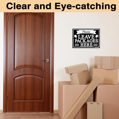 Ebeleo Please Leave Packages Here Sign - 12x8 Inch Rust-Proof Aluminum (2 Pack)
