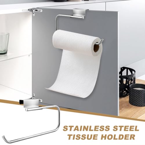 Anscuto Stainless Steel Over-the-Door Paper Towel Holder - Silver