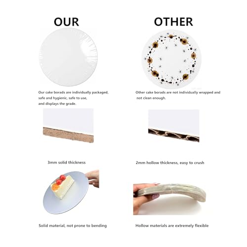 DaTpuik 6-Inch Round Cake Boards - 2 Pack, Food Grade & Oil-Proof
