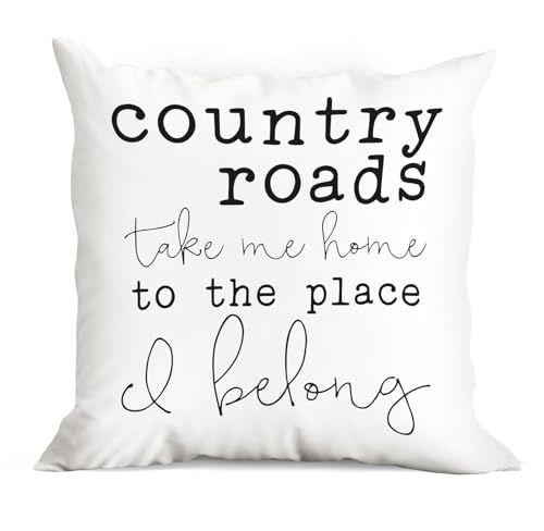 Inspirational Country Roads Throw Pillow Cover - 18"x18" Soft Corduroy Cushion for Home Decor