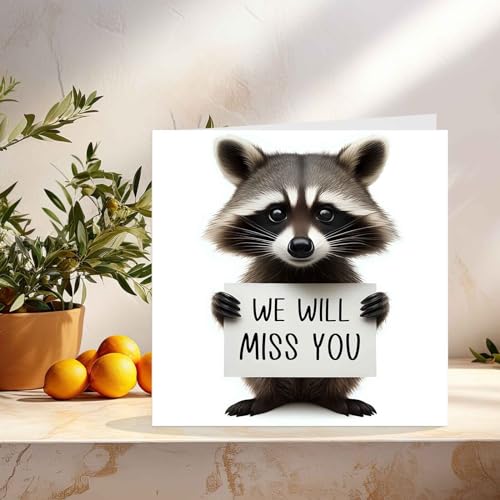 Premium Colleague Leaving Card - Raccoon Design, 350gsm