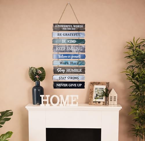 Inspirational Rustic Wooden Wall Sign with Positive Quotes