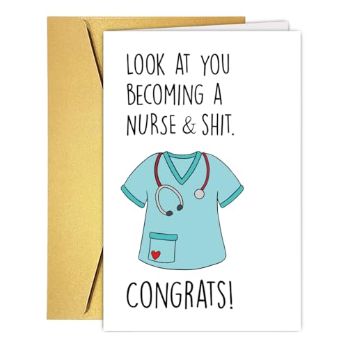 Funny Nurse Graduation Card - Congratulations Gift for New RN