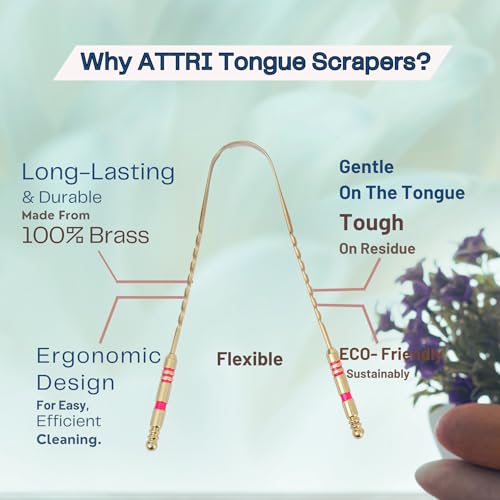Pure Brass Tongue Scraper with Eco-Friendly Pouch for Fresh Breath