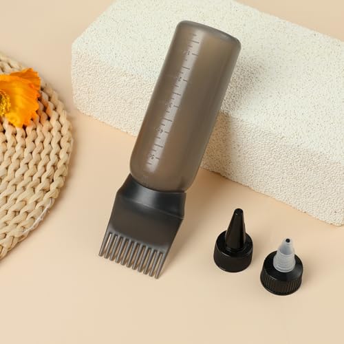 Root Comb Applicator Bottle for Hair Dye & Oil - 6 oz Black