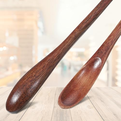 2-Pack Wooden Coffee Spoons - 7.7-Inch Long Handle for Stirring