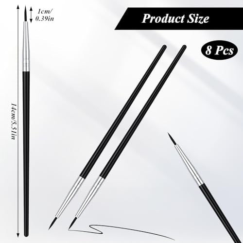 8-Piece Fine Point Eyeliner Brush Set for Gel and Powder Makeup