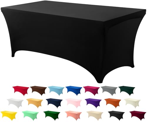 Utopia Kitchen Black 4ft Spandex Table Cover - 1 Pack, Wrinkle-Resistant