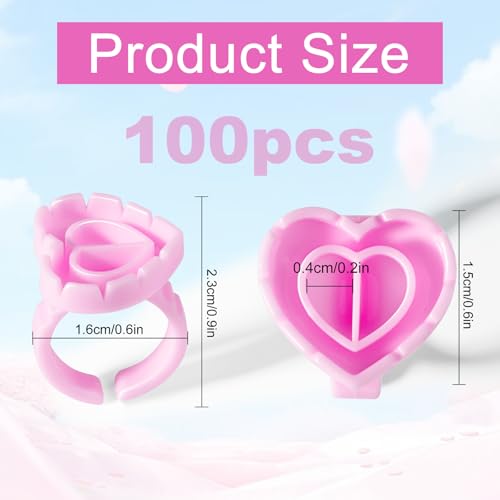 NXJ INFILILA Disposable Eyelash Extension Glue Rings 100PCS Heart Shape
