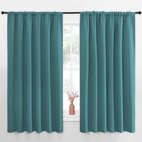 NICETOWN Blackout Curtains for Bedroom, 2 Panels, 70x63 Inches, Sea Teal, Insulated Dark Drapes