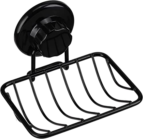 GEDLIRE Stainless Steel Soap Dish - Black Vacuum Suction Cup Holder