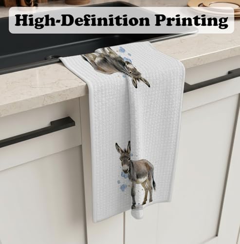 Watercolor Donkey Hand Towels - 16x24 Inch Decorative Kitchen & Bath Towels