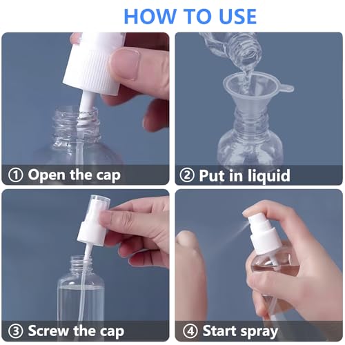 Clear Plastic Travel Spray Bottles 2 Oz 4 Pack Refillable Leak Proof