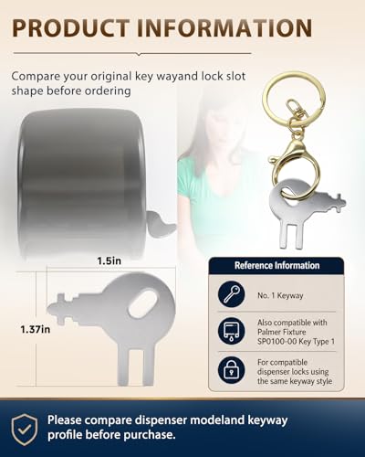 TCVG 4-Pack Commercial Stainless Steel Tork & Key Dispenser Keys - Model 70WM1, 83TR, 87T, Gold Clip