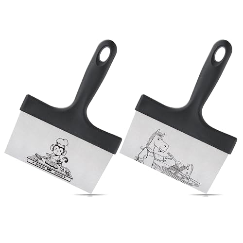 OLULU Heavy Duty Stainless Steel Griddle Scraper Set for Flat Top & Outdoor Grill