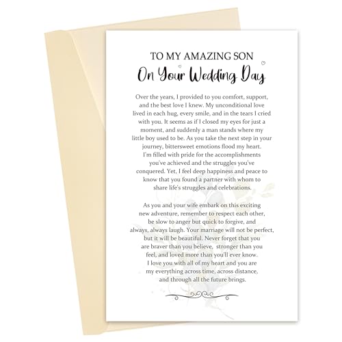 To My Son on Wedding Day Keepsake Card - Groom Gift from Mom (HLHK-9)
